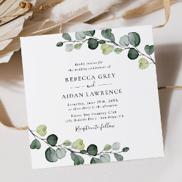 Elegant Rustic Eucalyptus Lövs Greenery Bröllop Inbjudningar