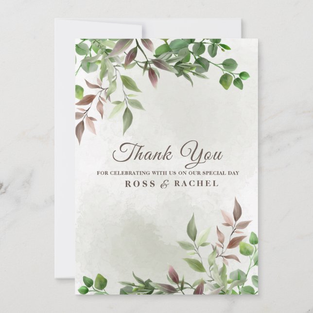 Elegant Rustic Eucalyptus Lövs Greenery Bröllop Inbjudningar (Baksida)