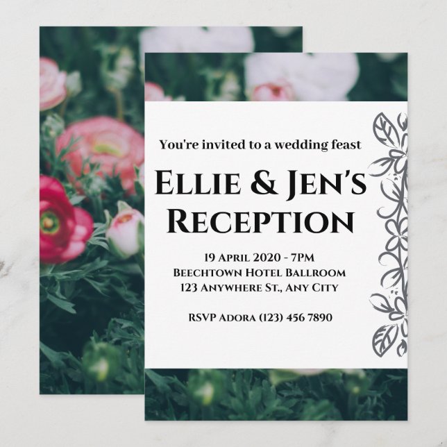 Elegant Rustic Eucalyptus Lövs Greenery Bröllop Kort (Fram/baksida)