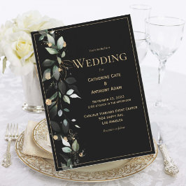 Elegant Rustic Eucalyptus Pastel Black Bröllop Inbjudningar