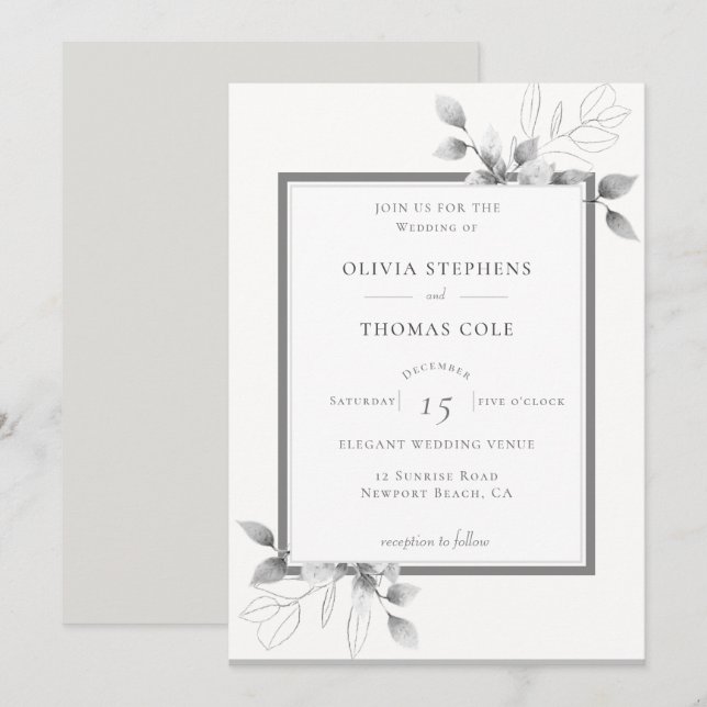 Elegant Rustic Eucalyptus Ram Winter Wedding Inbjudningar (Fram/baksida)