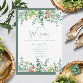 Elegant Rustic Eucalyptus Watercolor Bröllop Inbjudningar