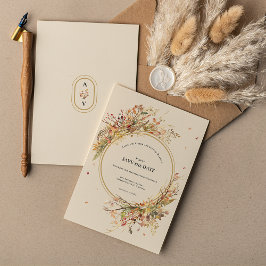 Elegant Rustic Fall Beige Bröllop Monogram Spara Datumet