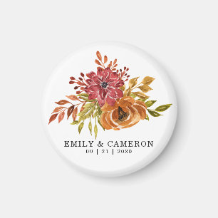 Elegant Rustic Fall Blommigt Bröllop Magnet