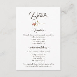 Elegant Rustic Fall-bröllopskort Tilläggskort