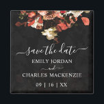 Elegant Rustic Fall Flowers Bröllop spara datum Magnet<br><div class="desc">Elegant Rustic Autumn Flowers Bröllop spara datum Square Magnet. Den konstnärliga magnetdesignen visar en elegant stiliserad bild av rustiska höstblommor. Fallblommornas bukett visas upp och ned och sätts på en subtil svart blomma med texturerad bakgrund med tipsen färg. Perfekt för ett höst-/höstbröllop. Tack för stödet och besök i min butik...</div>