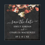 Elegant Rustic Fall Flowers Bröllop spara datum Magnet<br><div class="desc">Elegant Rustic Autumn Flowers Bröllop spara datum Square Magnet. Den konstnärliga magnetdesignen visar en elegant stiliserad bild av rustiska höstblommor. Fallblommornas bukett visas upp och ned och sätts på en subtil svart blomma med texturerad bakgrund med tipsen färg. Perfekt för ett höst-/höstbröllop. Tack för stödet och besök i min butik...</div>