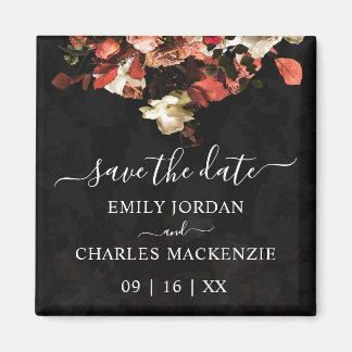 Elegant Rustic Fall Flowers Bröllop spara datum Magnet