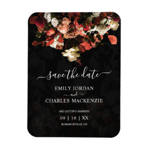 Elegant Rustic Fall Flowers Bröllop spara datum Magnet