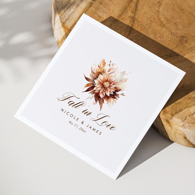 Elegant Rustic Fall i Kärlek Calligraphy Bröllop Pappersservett (Elegant Rustic Fall In Love Calligraphy Wedding Napkins )