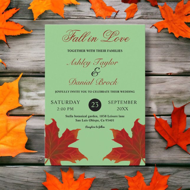 Elegant Rustic Fall in Kärlek Sage Boho Fall Weddi Inbjudningar (Skapare uppladdad)