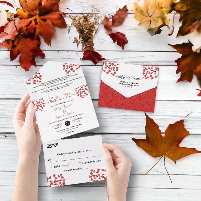 Elegant Rustic Fall Red Lövs Boho Autumn Bröllop (Skapare uppladdad)