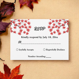 Elegant Rustic Fall Red Lövs Boho Autumn Bröllop OSA Kort