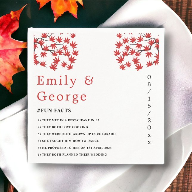 Elegant Rustic Fall Red Lövs Boho Autumn Bröllop Pappersservett (Skapare uppladdad)