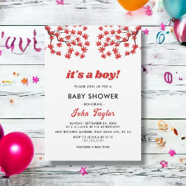 Elegant Rustic Fall Red Lövs Boho Baby Shower Inbjudningar