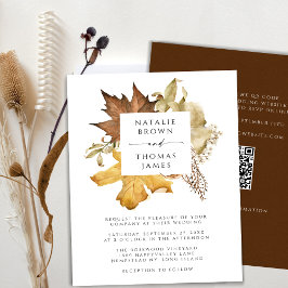 Elegant Rustic Fall Wedall in One QR Code Inbjudningar