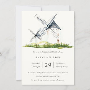 Elegant Rustic Farm Kvarn Theme Bröllopsinbjudan Tack Kort