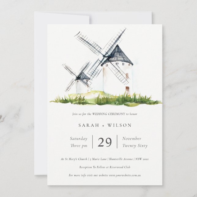 Elegant Rustic Farm Kvarn Theme Bröllopsinbjudan Tack Kort (Framsida)
