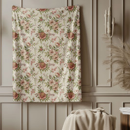 Elegant Rustic Farmhouse Chic Mjuk Blommigt Design Fleecefilt