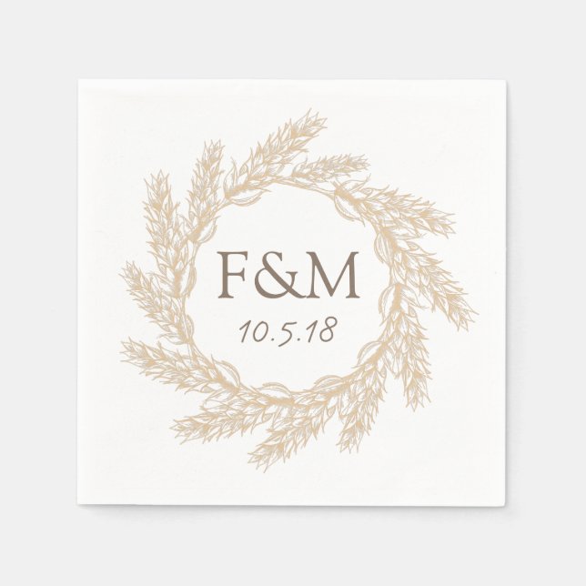 Elegant Rustic Farmhouse Wheat Wandeans Pappersservett (Framsidan)