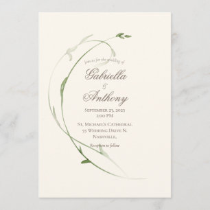 Elegant Rustic Foilage Lövs Greenery Bröllop Inbjudningar