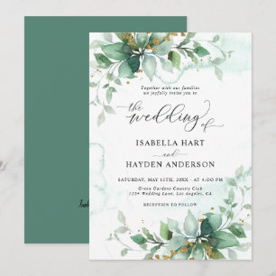 Elegant Rustic Foliage Greenery Löv Bröllop Inbjudningar