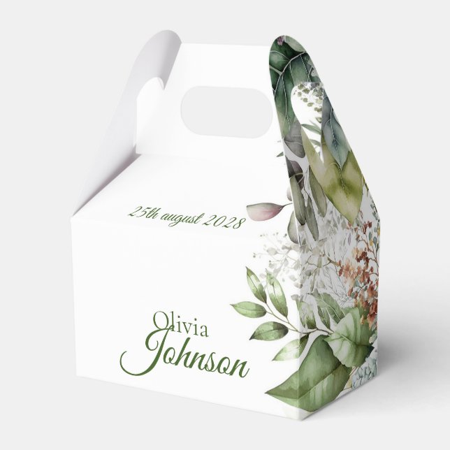 Elegant Rustic Forest Lövs Calligraphy Favor Box Presentaskar (Framsidan Sidan)