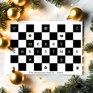 Elegant Rustic God jul Checkerboard Julkort