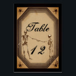 Elegant Rustic Gothic Deco Skeletons Bordsnummer<br><div class="desc">Perfekt för Halloween bröllop, den här utformningen av bordsnumret för bröllopsmottagning har en vintage, en åldras papper utseende med ett deco stil octagonal ram och spindlar i hörnen med två handhållna skelett i ett utseende som är rustiskt gotskt elegans i stil. Design efter Helgdag - Utformning med vintage i bilder...</div>