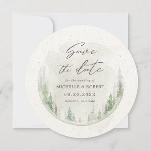 elegant Rustic gräs träd-fotot Spara datumkortet Inbjudningar