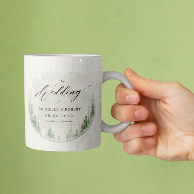 Elegant Rustic Gräs Träd Photo Wedding Favor Kaffemugg (Skapare uppladdad)