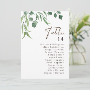 Elegant Rustic Greenery Bröllop Bordsnummer Diagra