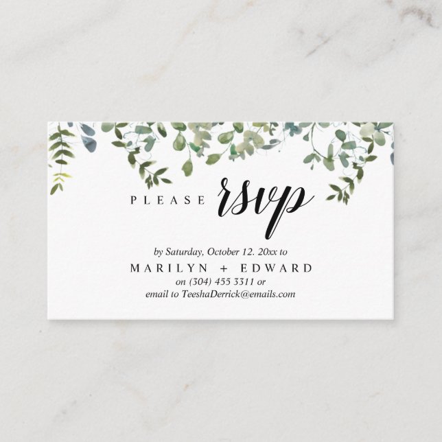 Elegant Rustic Greenery, påminnelse om OSA Tilläggskort (Framsida)