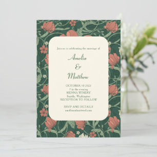 Elegant Rustic Grönt Blommigt Allt-i-ett-Bröllop Inbjudningar