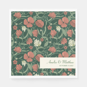 Elegant Rustic Grönt Blommigt Personligt bröllp Pappersservett