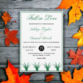 Elegant Rustic Grönt Grass Boho Ram Fall Wedding Inbjudningar