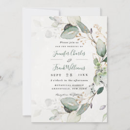 Elegant Rustic Guld Greenery Eucalyptus Bröllop Inbjudningar