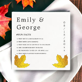 Elegant Rustic Guld Löv Fall Blommigt Bröllop Pappersservett