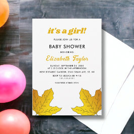 Elegant Rustic Guld Lövs Fall Blommigt Baby Shower Inbjudningar