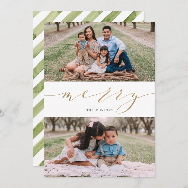 Elegant Rustic Guld Script Calligraphy Julkort (Fram/baksida)