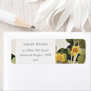 Elegant Rustic Gult Daffodil Blommigt Returadress Etikett