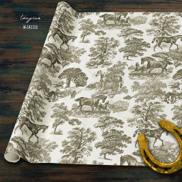 Elegant Rustic Horses Beige Toile Presentpapper