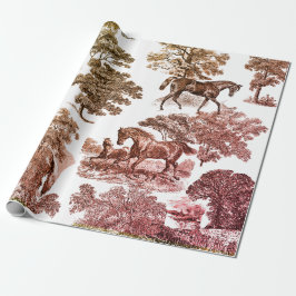 Elegant Rustic Horses Red Brown Toile Presentpapper