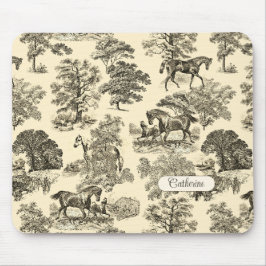 Elegant Rustic Horses Träd Beige Tan Toile Musmatta