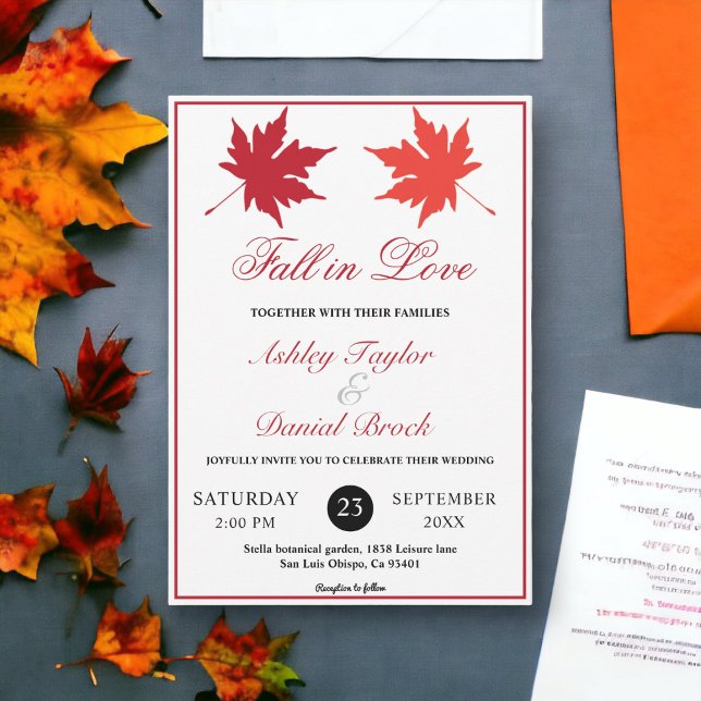 Elegant Rustic Höst löv Boho Chic Fall Wedding Inbjudningar (Skapare uppladdad)