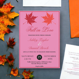 Elegant Rustic Höst löv Boho Rosa Fall Wedding Inbjudningar