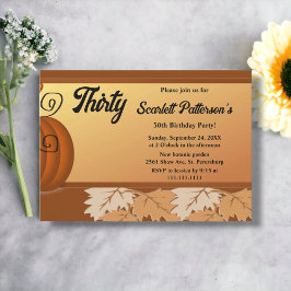 Elegant Rustic Höst löv hösten 30års födelsedag Inbjudningar