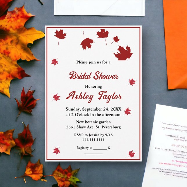 Elegant Rustic Höst löv HöstMöhippa Inbjudningar (Skapare uppladdad)