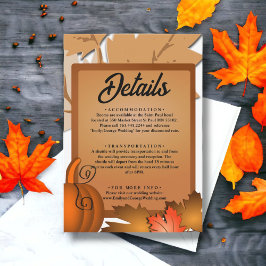 Elegant Rustic Höst löv Pumpkin Hösten Bröllop Tilläggskort