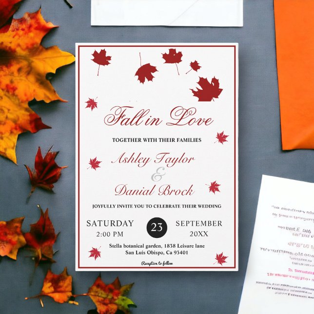 Elegant Rustic Höst löv Romantic Fall Wedding Inbjudningar (Skapare uppladdad)